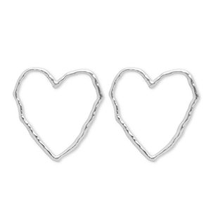 Stainless steel earrings / earpin heart Silver