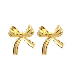 Stainless steel earrings / earpin bow Gold