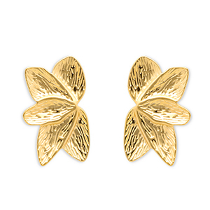 Stainless steel earrings / earpin leafs Gold