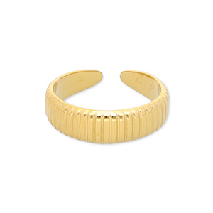 Stainless steel rings with lines Gold