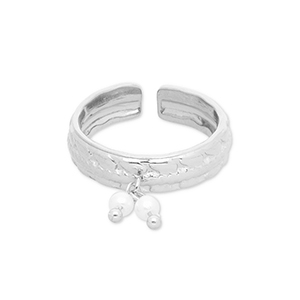 Stainless steel rings with pearls Silver-White