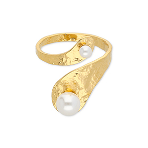 Stainless steel rings with pearls Gold-White