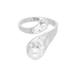 Stainless steel rings with pearls Silver-White