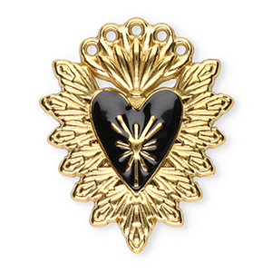 Stainless steel charms sacred heart Gold-Black