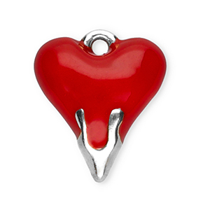 Stainless steel charms heart Silver-Red