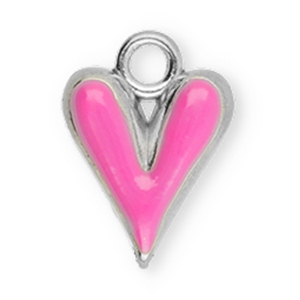 Stainless steel charms heart Silver-Pink