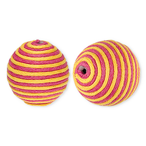 22 mm acrylic beads with waxed cord Dark Pink-Orange