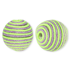 22 mm acrylic beads with waxed cord Lime Green-Lavender Purple