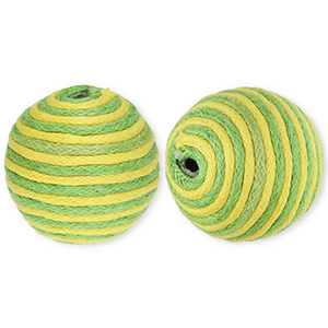 22 mm acrylic beads with waxed cord Green-Yellow