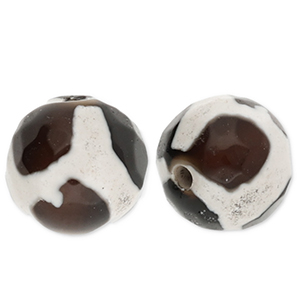 Natural stone beads Chalcedony 8mm Black-Brown-White