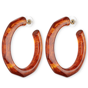 Trendy resin earrings&nbsp;/&nbsp;earpins Dark Amber Brown