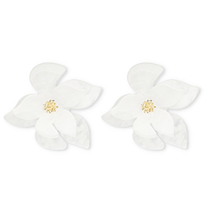 Trendy resin earrings&nbsp;/&nbsp;earpins flower White-Gold