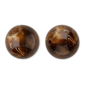 16 mm acrylic beads round Brown-Marble