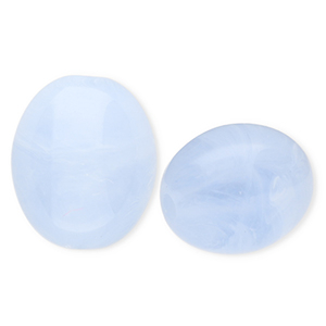 Acrylic beads oval Blue-Marble