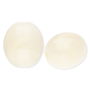 Acrylic beads oval Off White-Marble