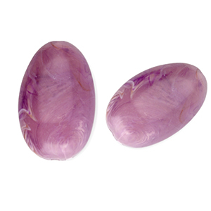 Acrylic beads oblong oval Purple-Brown-Marble