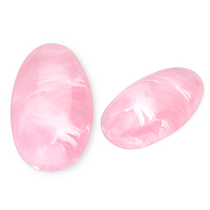 Acrylic beads oblong oval Pink-Marble