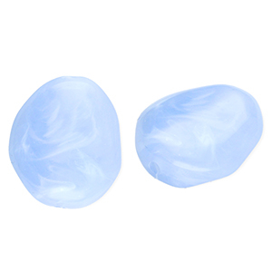 Acrylic beads egg-shaped Blue-Marble