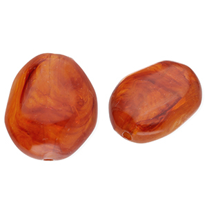 Acrylic beads egg-shaped Amber Brown-Marble