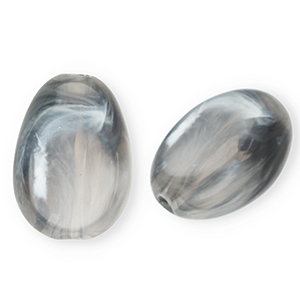 Acrylic beads oval Grey-Marble