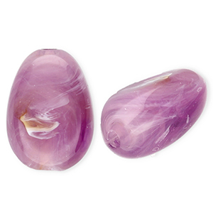 Acrylic beads oval Purple-Brown-Marble