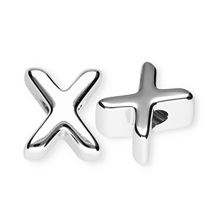Acrylic letter beads letter X Silver