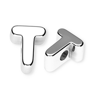 Acrylic letter beads letter T Silver