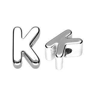 Acrylic letter beads letter K Silver