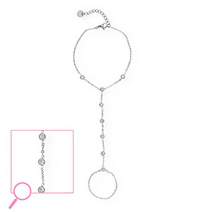 Stainless steel hand chain Silver-Crystal