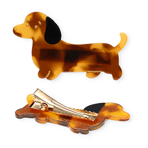 Hair accessories hairclips dachshund Brown-Black-Gold