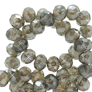 Top faceted beads 4x3mm disc Greige Rose-Pearl Shine Coating
