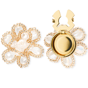 Brass TQ metal button covers flower Gold-Light Pink-Crystal
