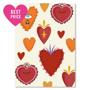 Jewellery cards "sacred hearts" Off White-Red-Orange