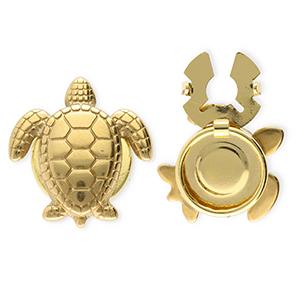 Stainless steel button covers turtle Gold