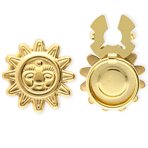 Stainless steel button covers sun with face Gold