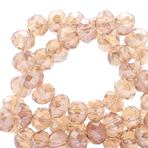 Top faceted beads 6x4mm disc Light Pink-Top Shine Coating