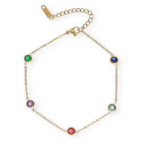 Stainless steel anklets crystal Gold
