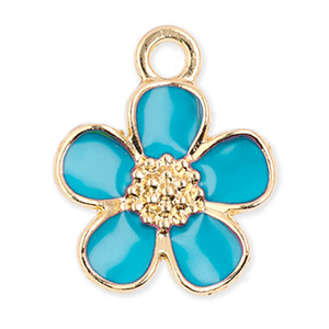 Metal charms flower Gold-Blue