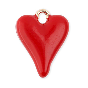 Metal charms heart Gold-Red