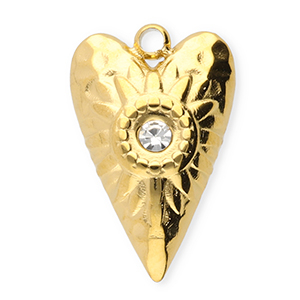 Stainless steel charms heart Gold-Transparent