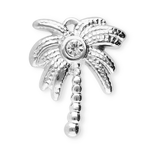Stainless steel charms palmtree Silver-Transparent