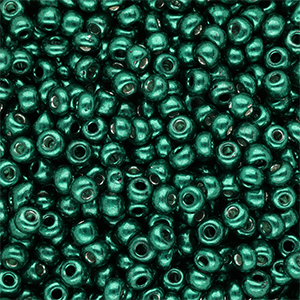 Glass seed beads 6/0 (4mm) Metallic Shine Teal Green