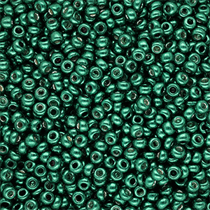 Glass seed beads 8/0 (3mm) Metallic Shine Teal Green