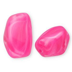 Acrylic beads rectangle Fuchsia-Marble