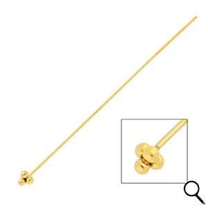 BY31&reg; Stainless steel findings headpins with spheres 70mm Gold