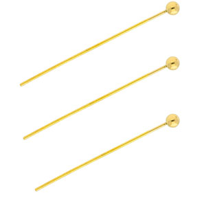 BY31&reg; Stainless steel findings headpins with ball 35mm Gold