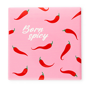 BY31&reg; Tile with quotes "Born spicy" Pink-Red-Green-White