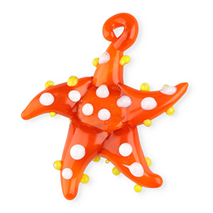 Handmade glass charms starfish Orange-White-Yellow