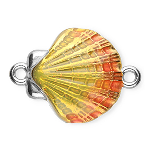 Stainless steel findings connector enamel shell Silver-Yellow-Pink