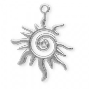 Stainless steel charms spiral sun Silver